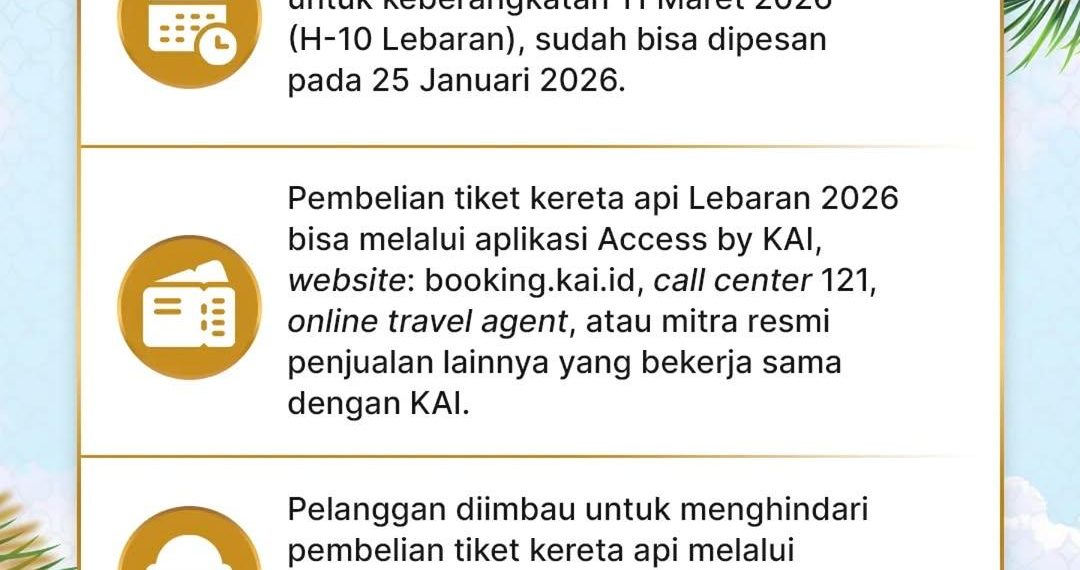 KAI Daop 7 Madiun Buka Penjualan Tiket Lebaran 2026 H-45, Ini Jadwal Lengkapnya