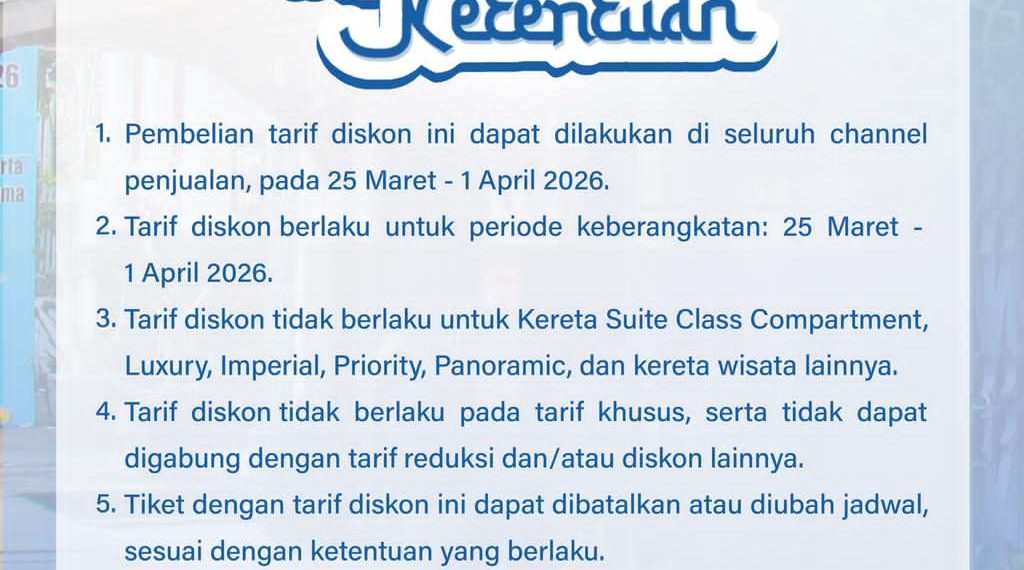 Kabar Gembira! KAI Daop 7 Madiun Beri Diskon Tiket 20 Persen Lewat Promo “Silaturahmi”
