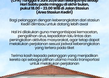 Ada Car Free Night Malam Ini, KAI Daop 7 Madiun Imbau Penumpang Stasiun Kediri Atur Waktu Perjalanan