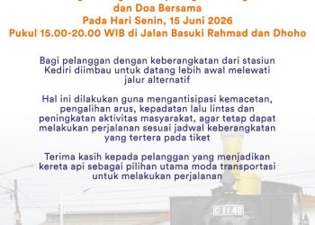 KAI Daop 7 Madiun Imbau Penumpang Antisipasi Kepadatan Lalu Lintas di Sekitar Stasiun Kediri