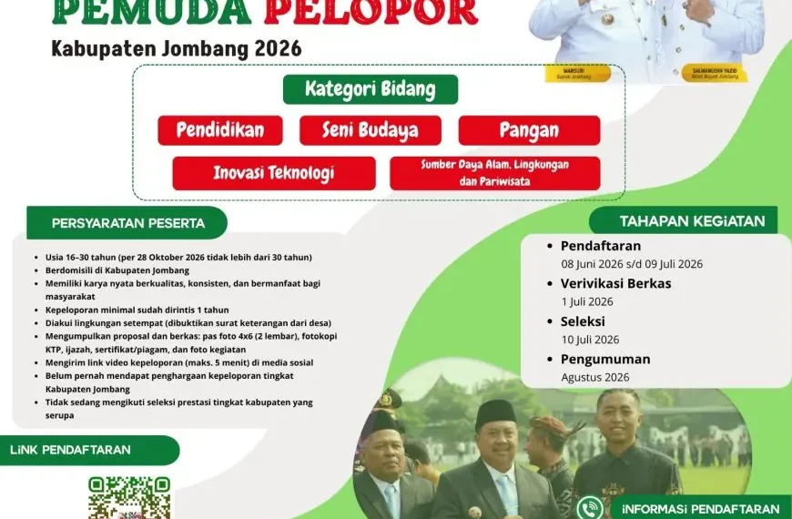 Jaring Inovasi Generasi Muda, Disporapar Jombang Buka Pendaftaran Pemuda Pelopor 2026