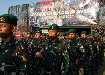 450 Prajurit Yonif 521/Dadaha Yodha Pulang Tugas dari Perbatasan Papua Nugini dengan Formasi Utuh