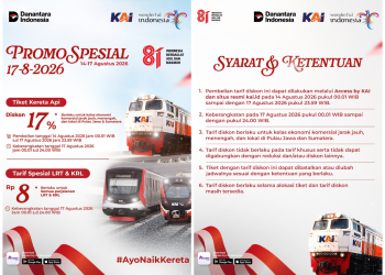 Semarakkan HUT Ke-81 RI, KAI Daop 7 Madiun Tebar Promo Diskon Tiket 17 Persen untuk Keberangkatan 17 Agustus