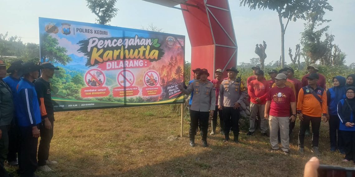 Polres Kediri Gelar Apel Kesiapsiagaan Bencana Karhutla di Lereng Gunung Kelud