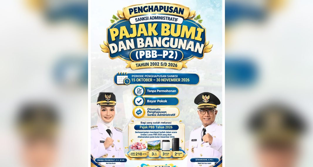 Pemkot Kediri Hapus Denda PBB-P2 Periode 2002–2026, Siapkan Undian Berhadiah Ratusan Juta Rupiah